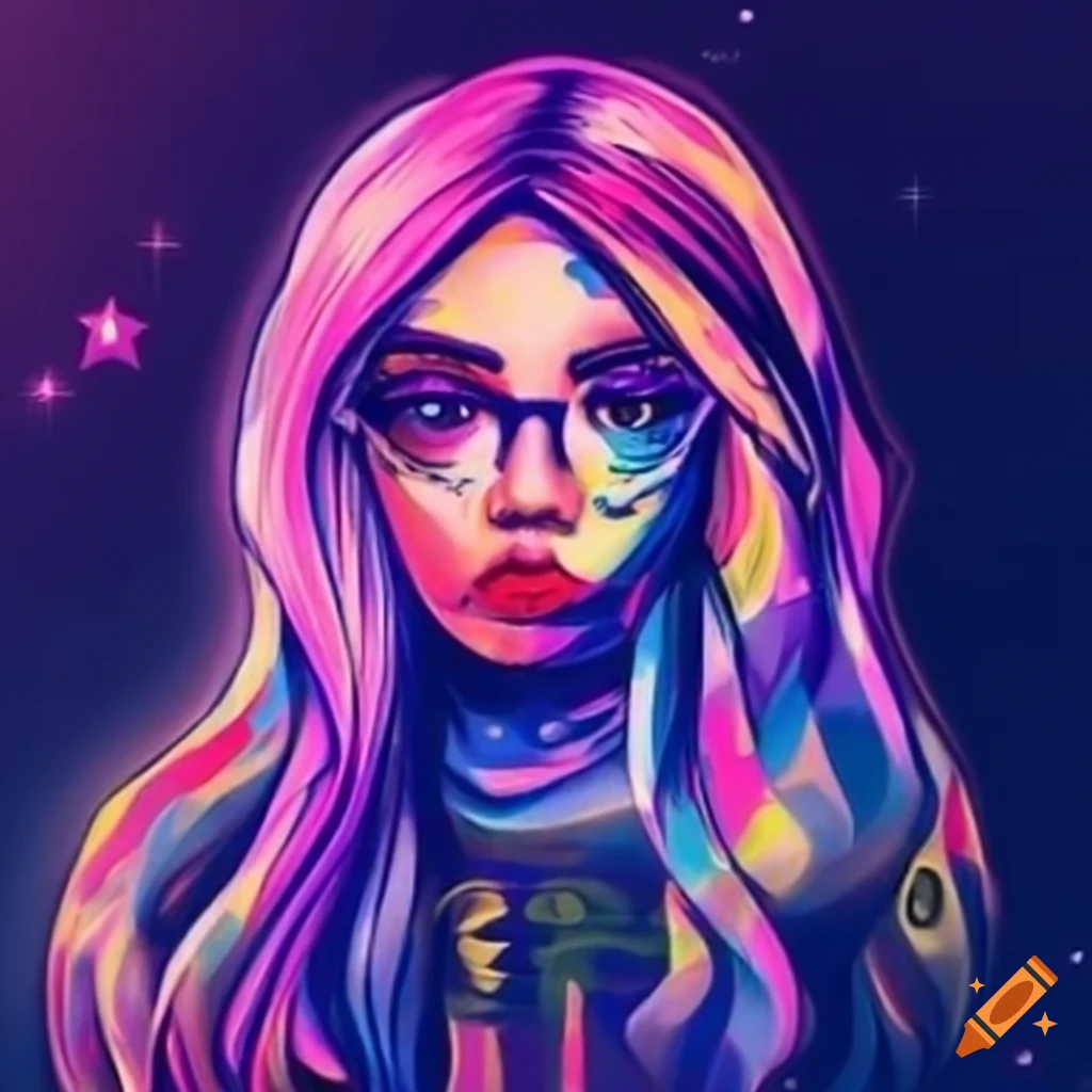 Graffiti Of A Space themed Girl