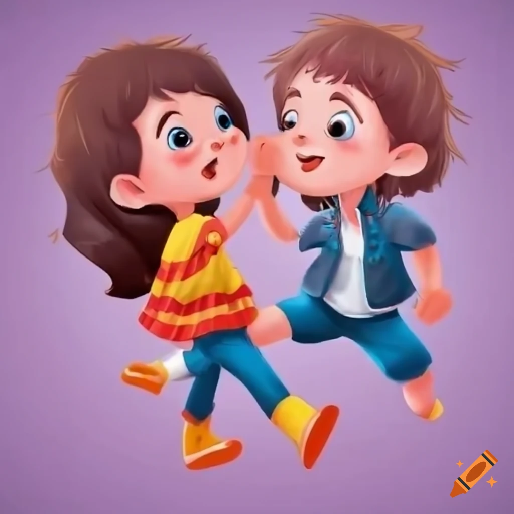 cartoon of a cute couple dancing