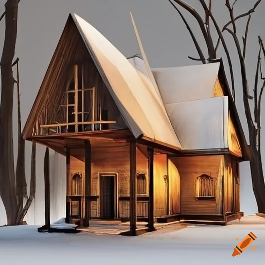 cabin with cathedral-like architecture
