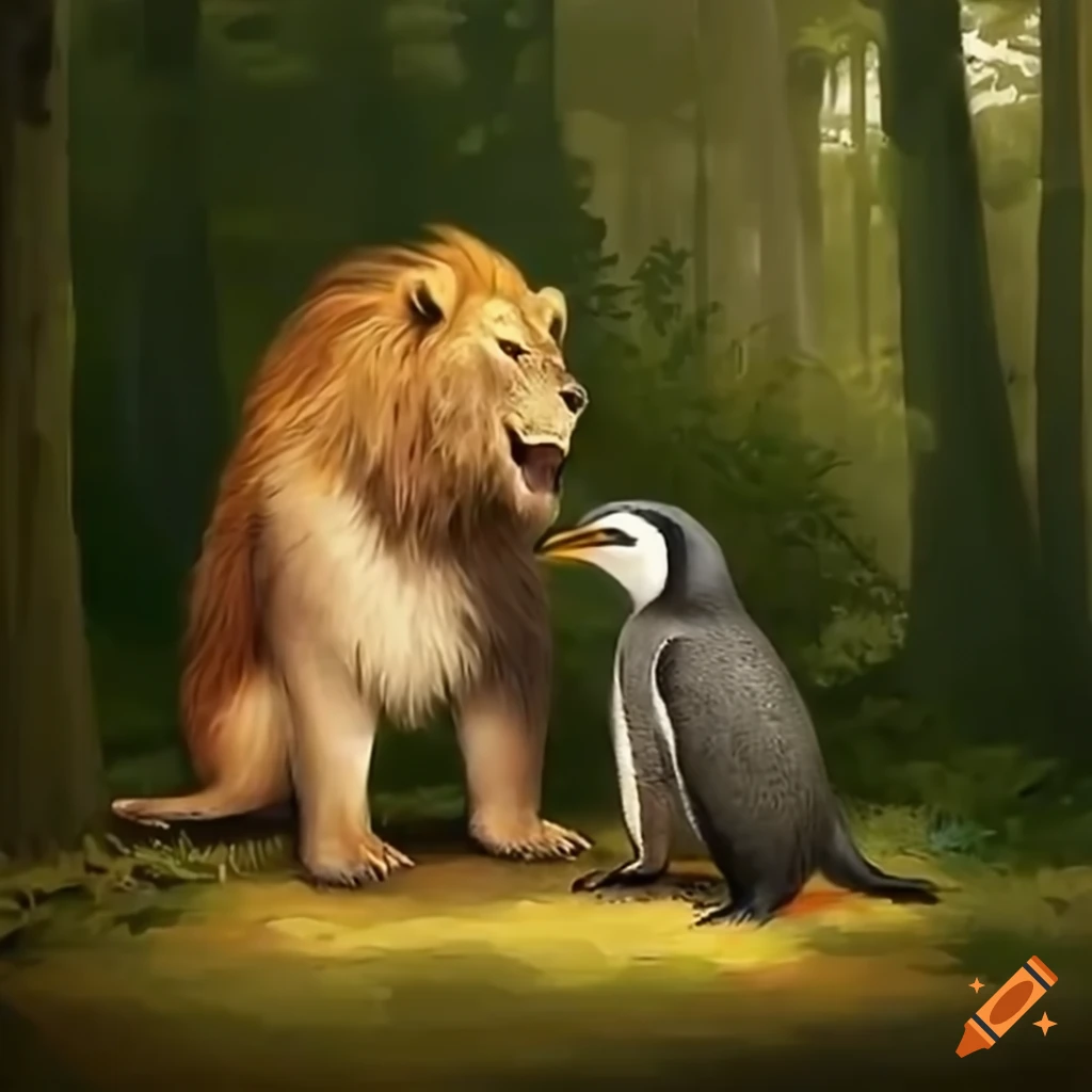 happy animals playing in a forest