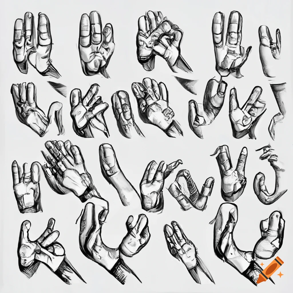 Hand-drawn sketch of a Ok Hand Sign on a white background. Hand Signs And  Gestures. Hand poses. Stock Vector | Adobe Stock