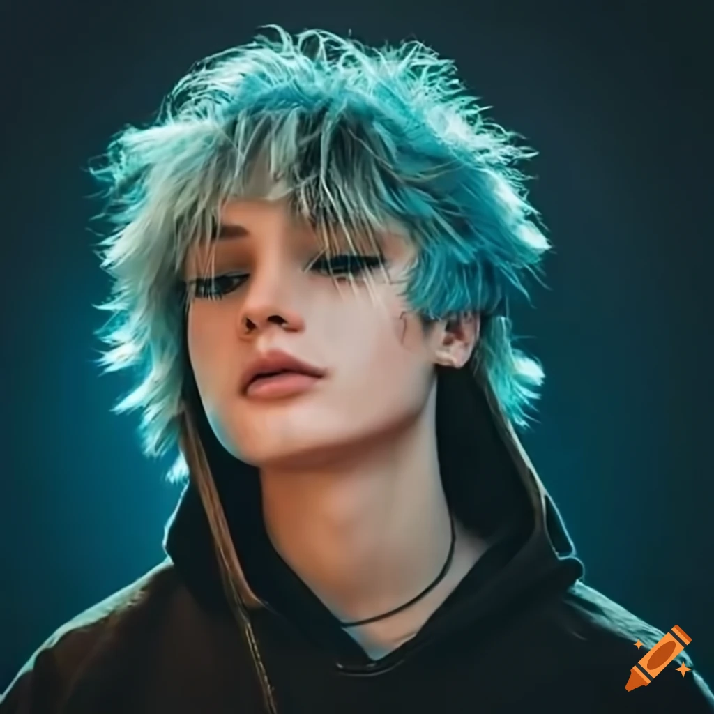 chico con corte mullet, ropa de estilo urbano