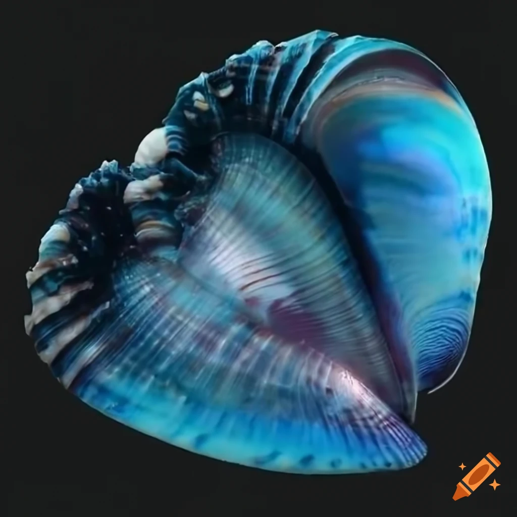 realistic depiction of a giant iridescent seashell