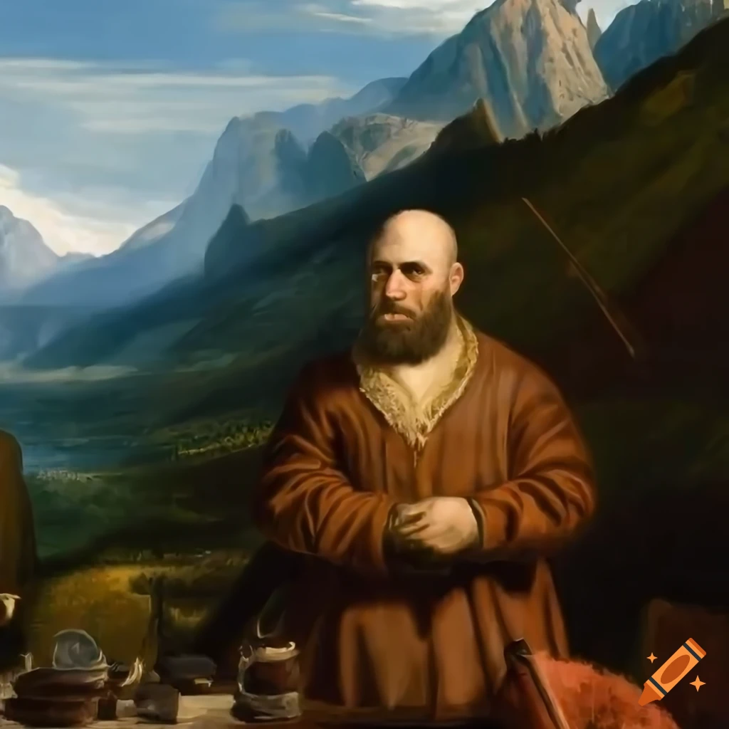 Medieval artwork of two men exchanging money on Craiyon