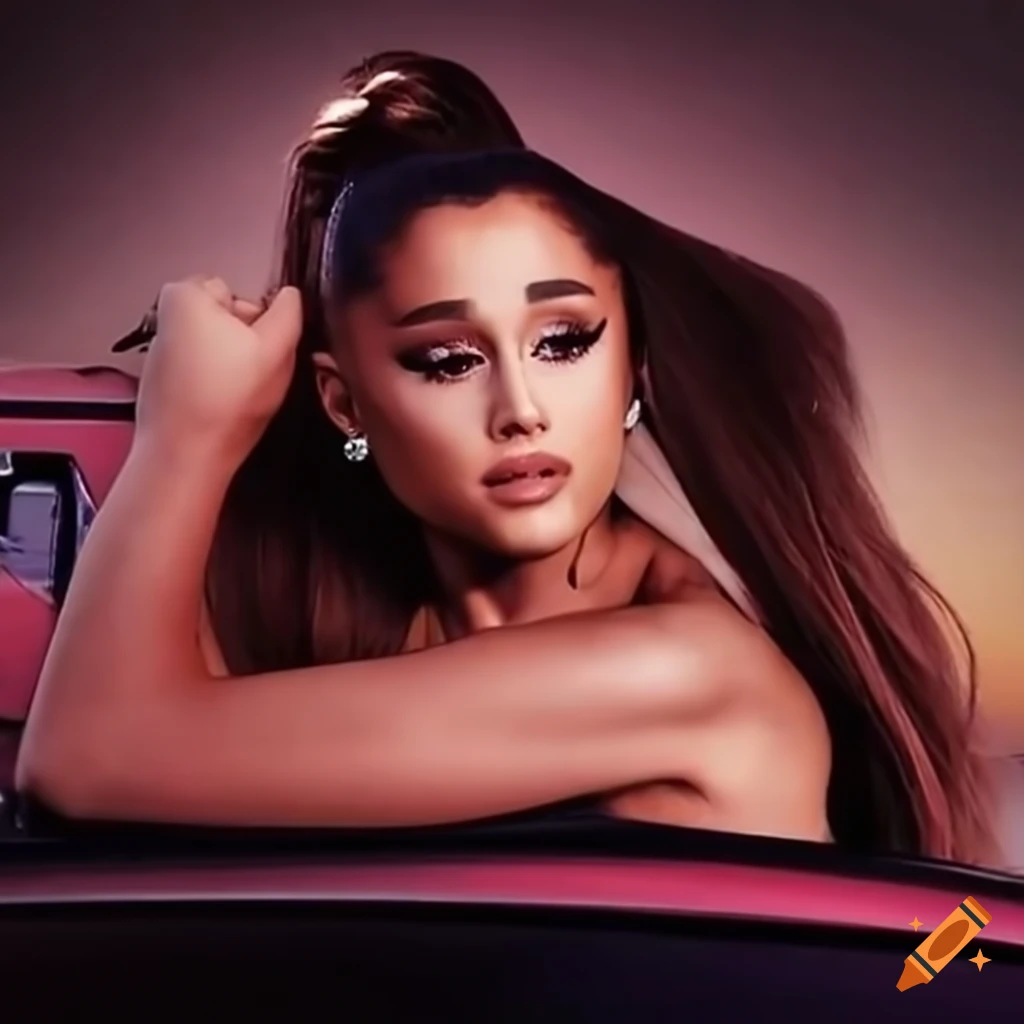 Ariana Grande in a realistic car