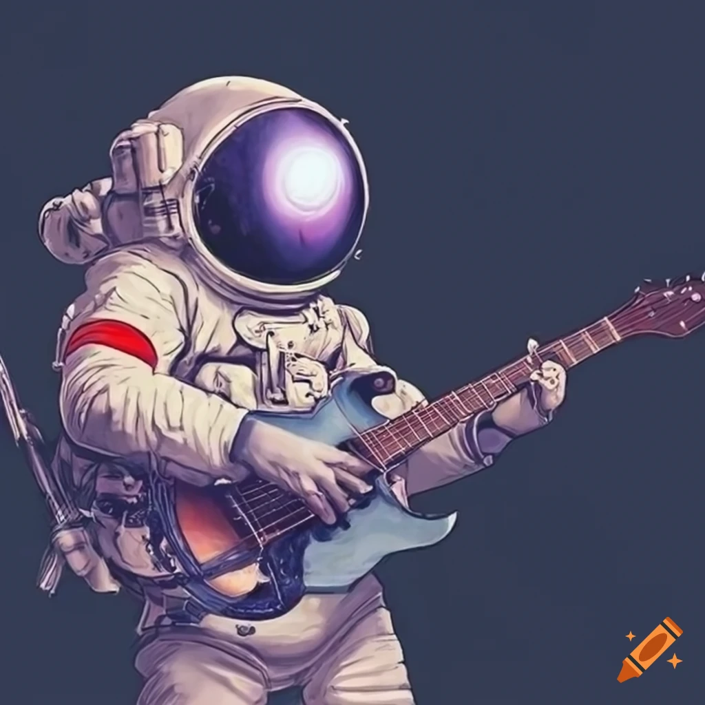 Astronaut playing guitar on Craiyon