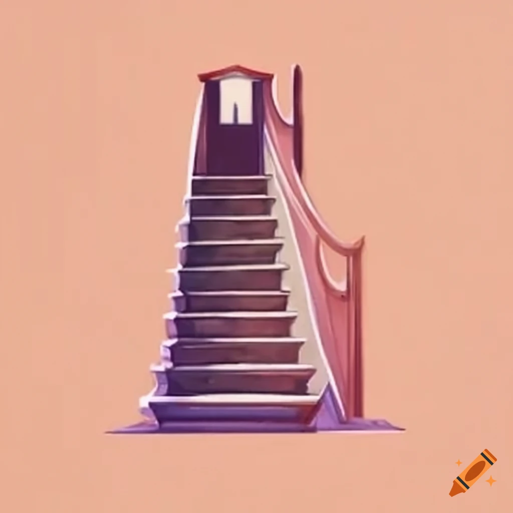 photo of a long stair leading to a mysterious door