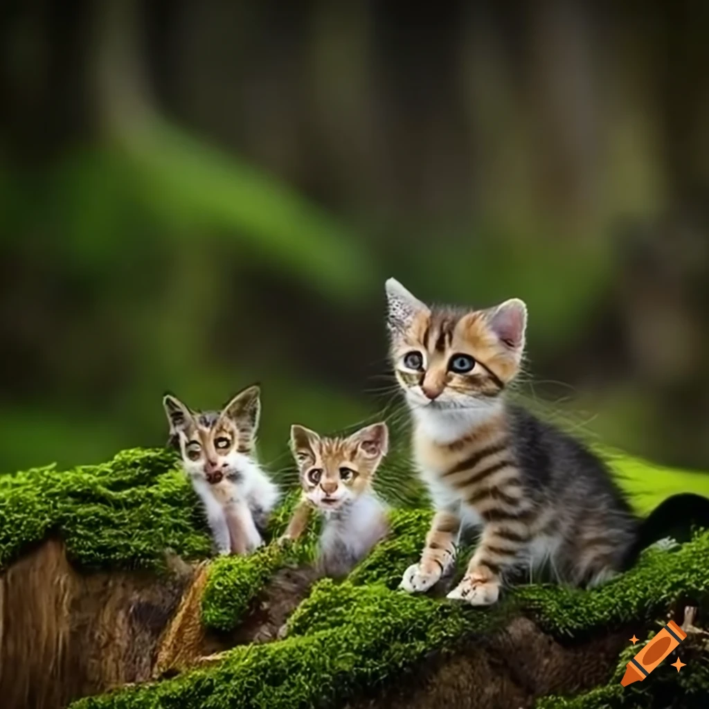 kittens in a magical forest