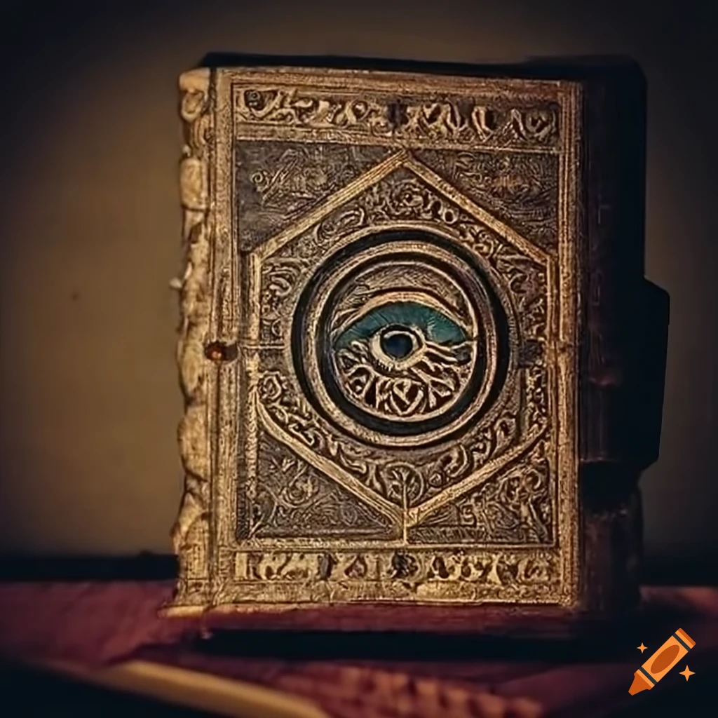 engraving of the all-seeing eye of God on an ancient book
