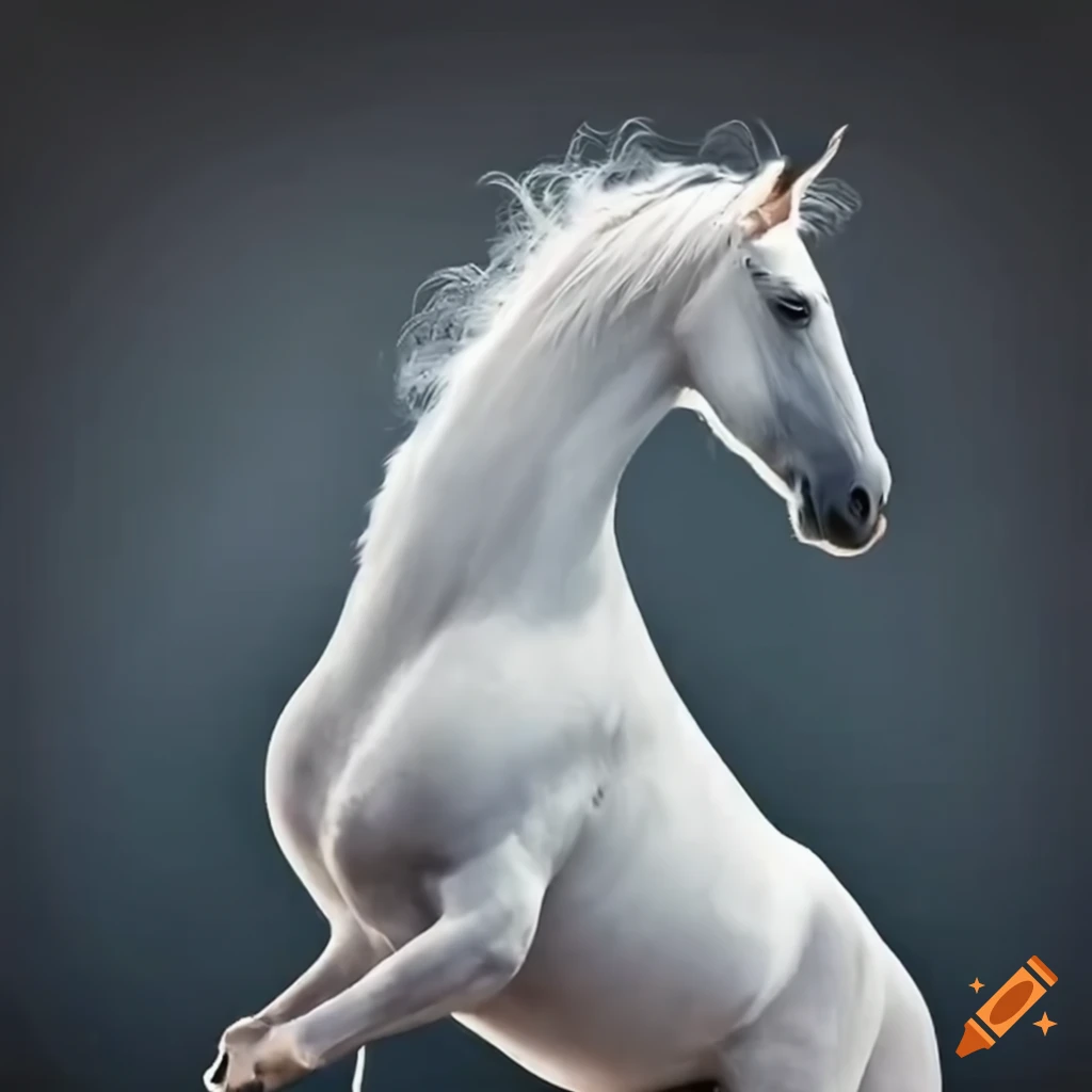 white horse in full gallop