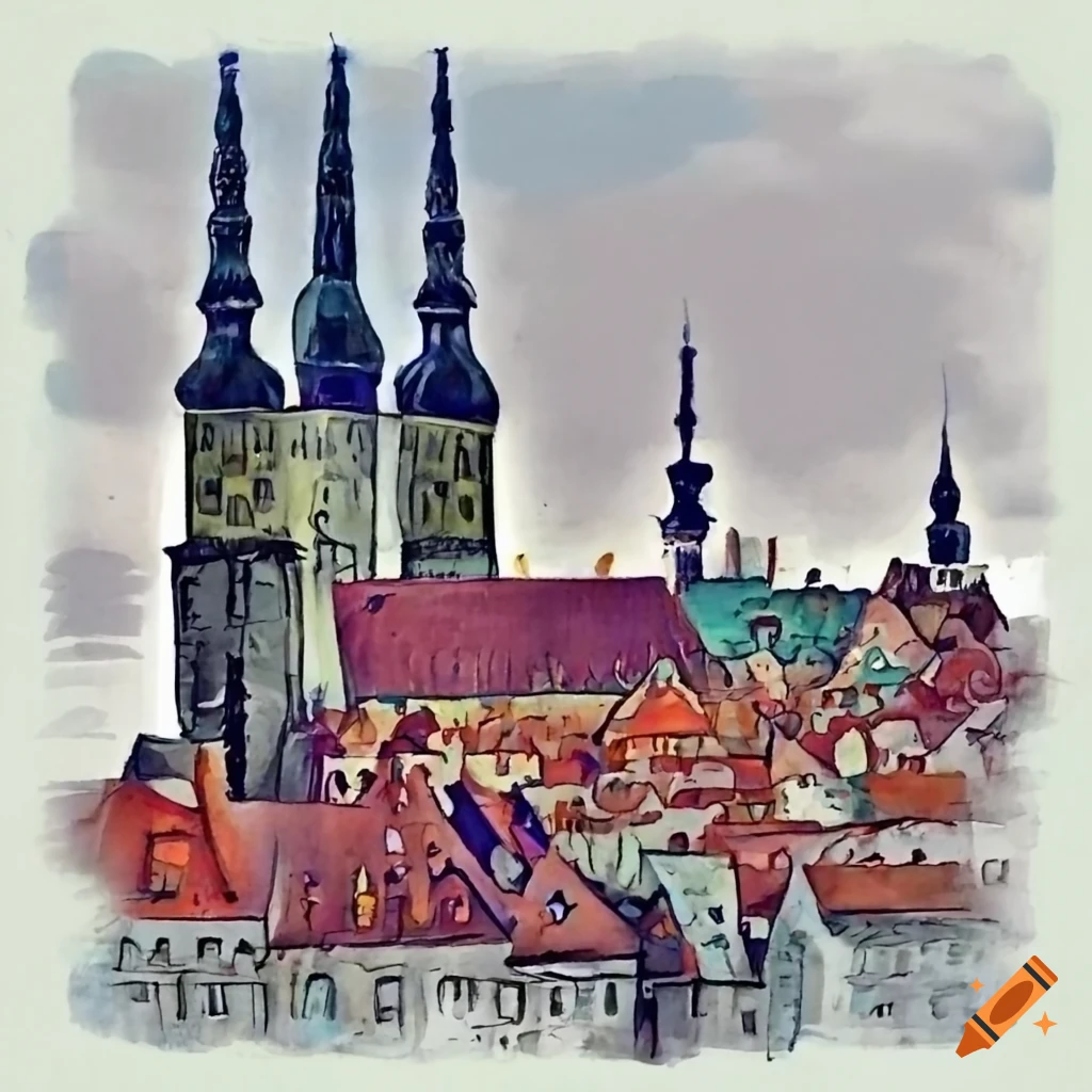 Detailed sketch of Tallinn old town on Craiyon