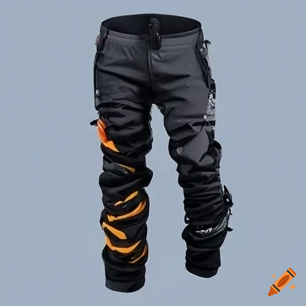 Ski pants with multiple zip pockets and easy access to telescopic shovel,  carbon ice axe, rope on Craiyon