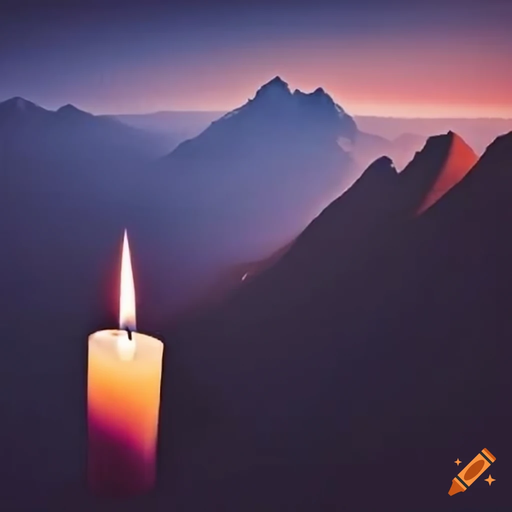 climbing a mountain with a candle