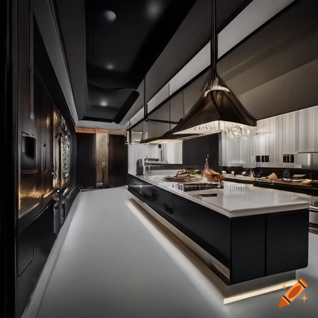 A fantastic black gothic kitchen with modern cabinets, refined