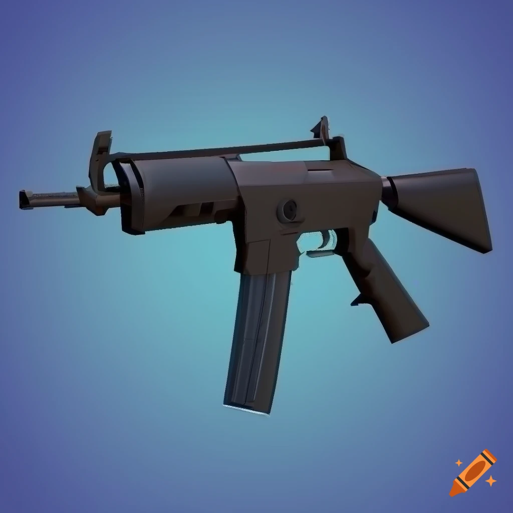 Stylized 3D model of a side view M4 carbine on Craiyon