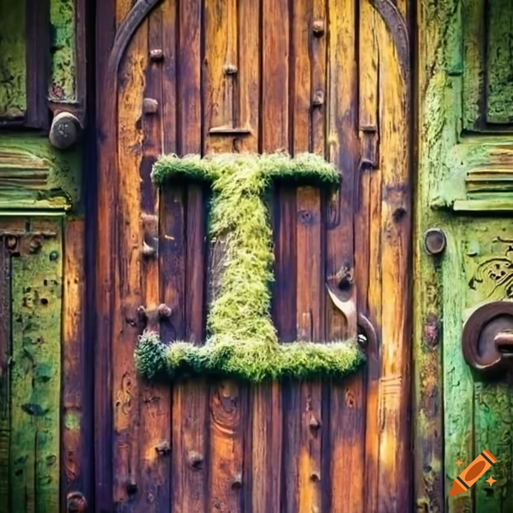 steampunk letter "A" surrounded by moss-covered stone