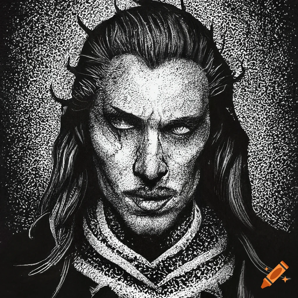 Pen And Ink Drawing Of Basil Rathbone In Profile View Black And White pen-and-ink-drawing-of-basil-rathbone-in-profile-view-black-and-white