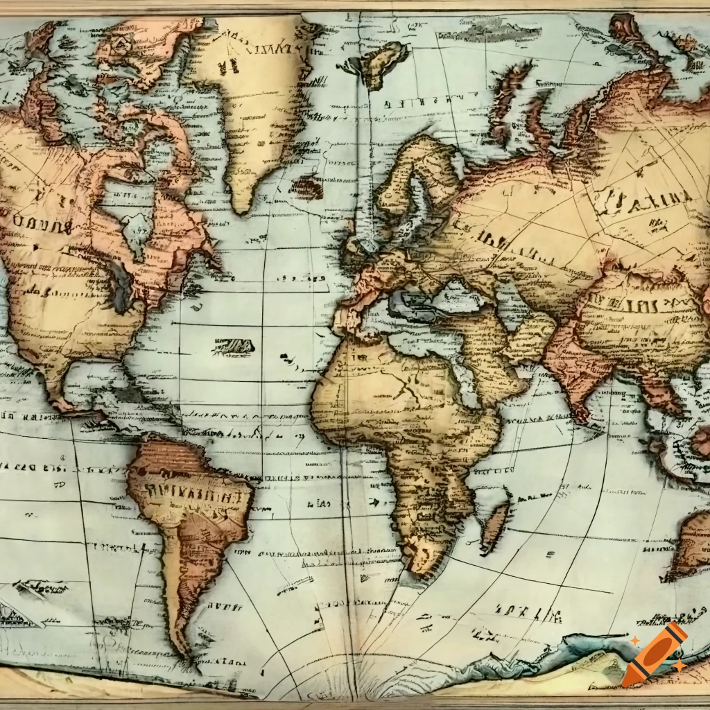 Vintage world map from 1800 on Craiyon