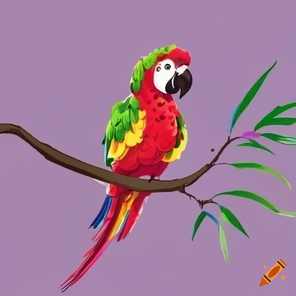 Cute Parrot Drawing - Parrot - Sticker | TeePublic