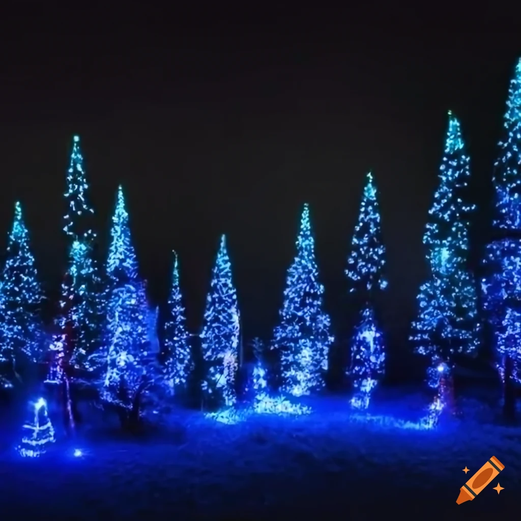 Christmas forest scene with lights