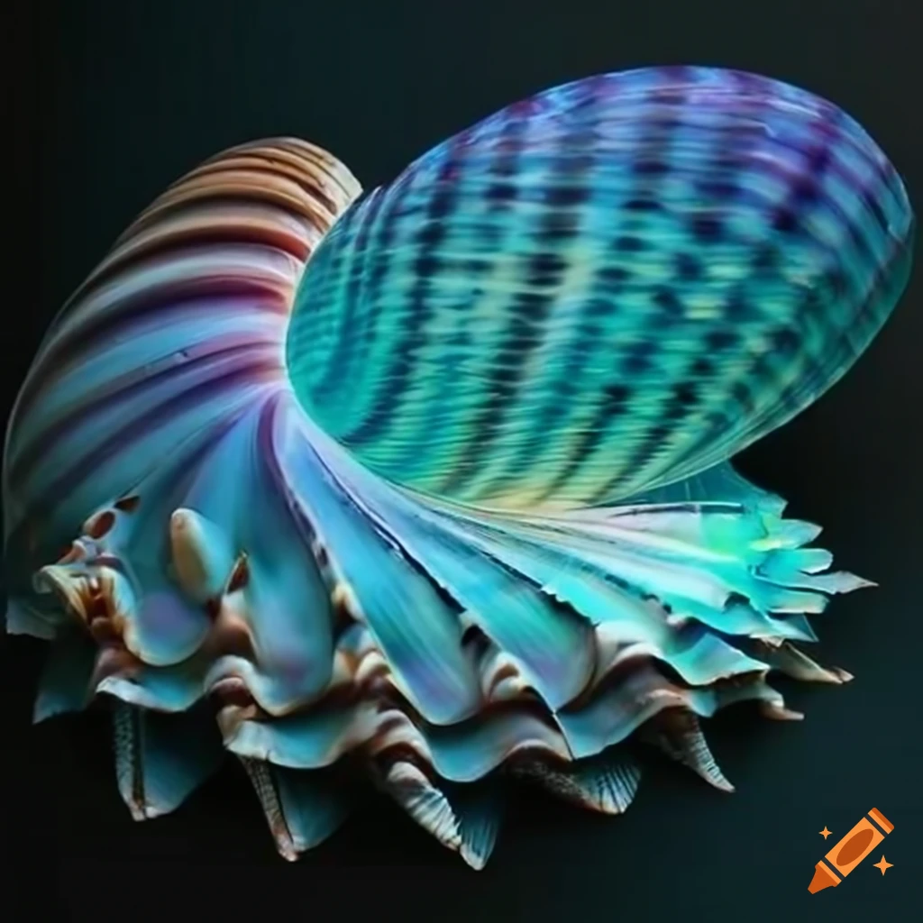 image of a realistic giant iridescent shell