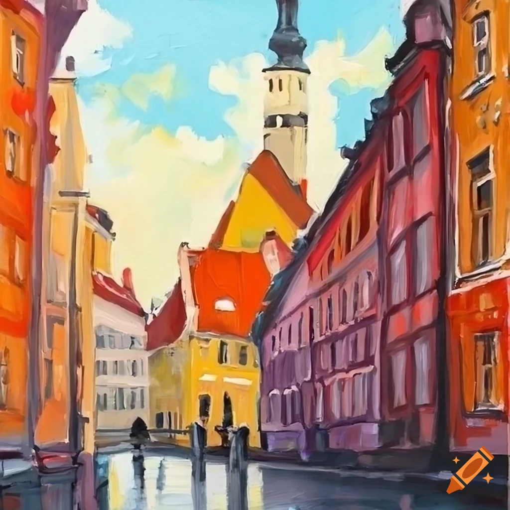 Acrylic painting of tallinn old town on Craiyon