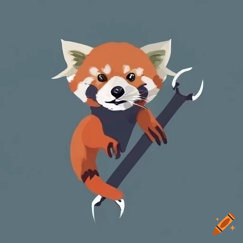illustration of a red panda with a wrench