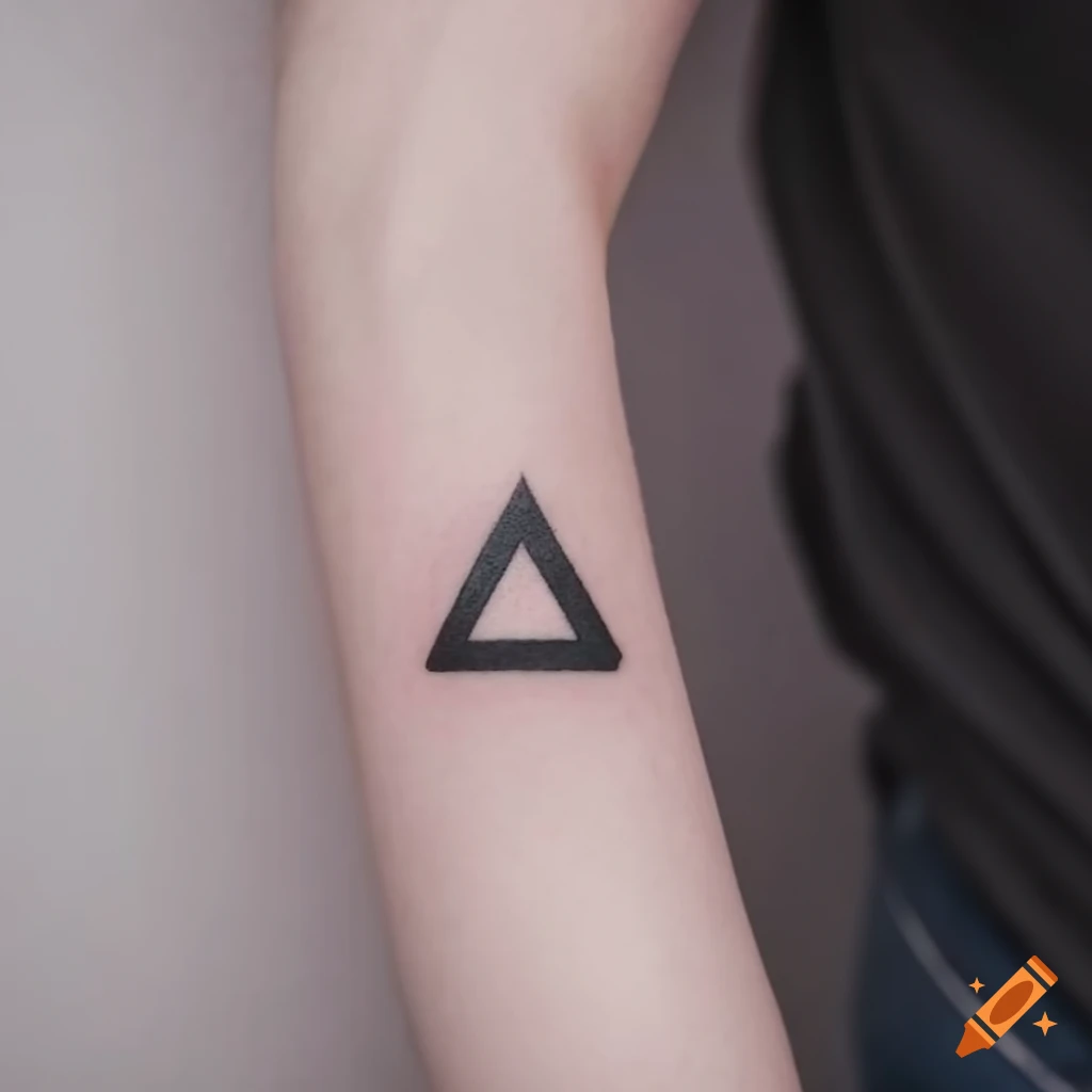 Penrose triangle tattoo on upper arm of a man on Craiyon