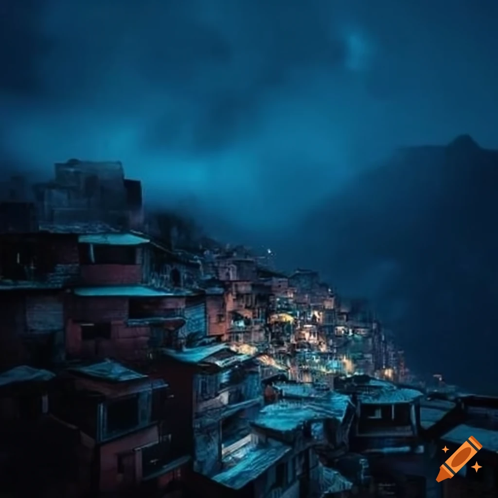 night view of a favela