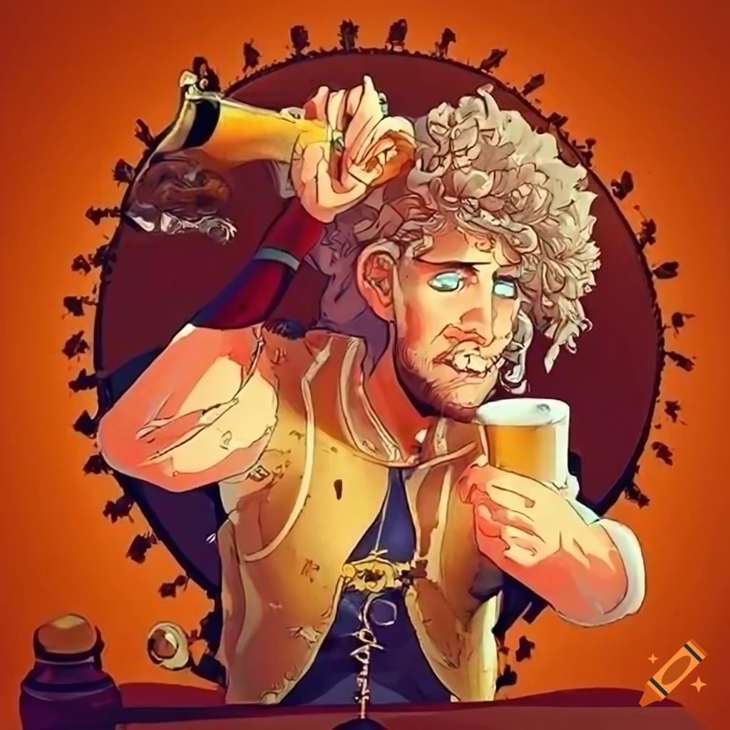 beer label with a drunk bard