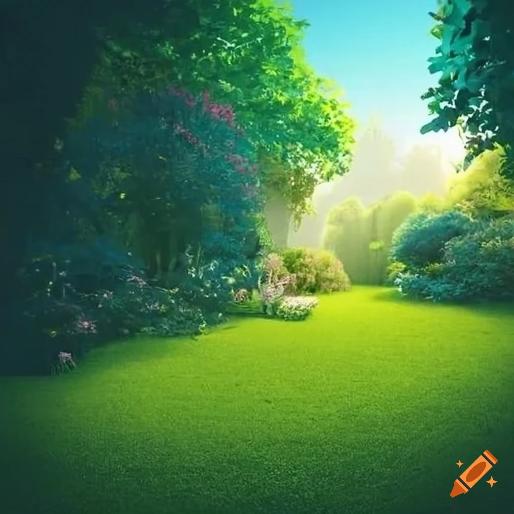 spacious garden with lush green grass
