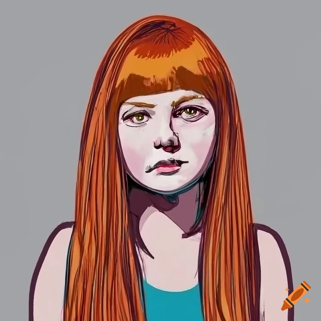 Detailed crayon portrait of a young girl with red hair on Craiyon