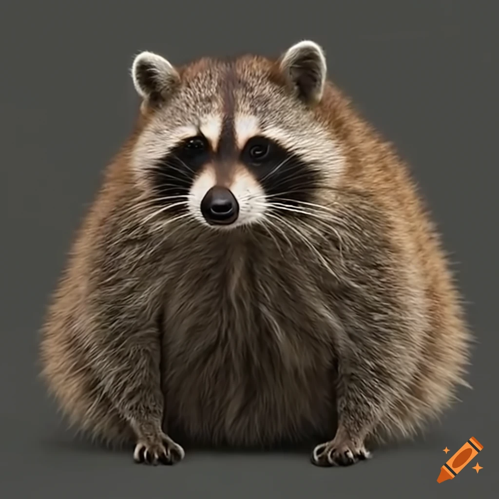 Humorous image of a chubby raccoon on a carpet on Craiyon