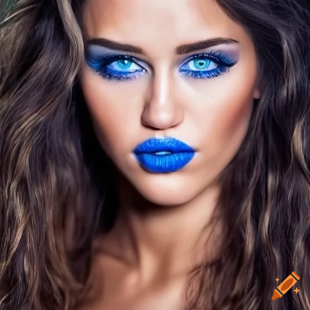portrait of a beautiful woman with blue eyes and dark hair