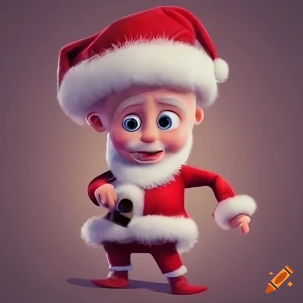cute toddler Santa Claus in Pixar style