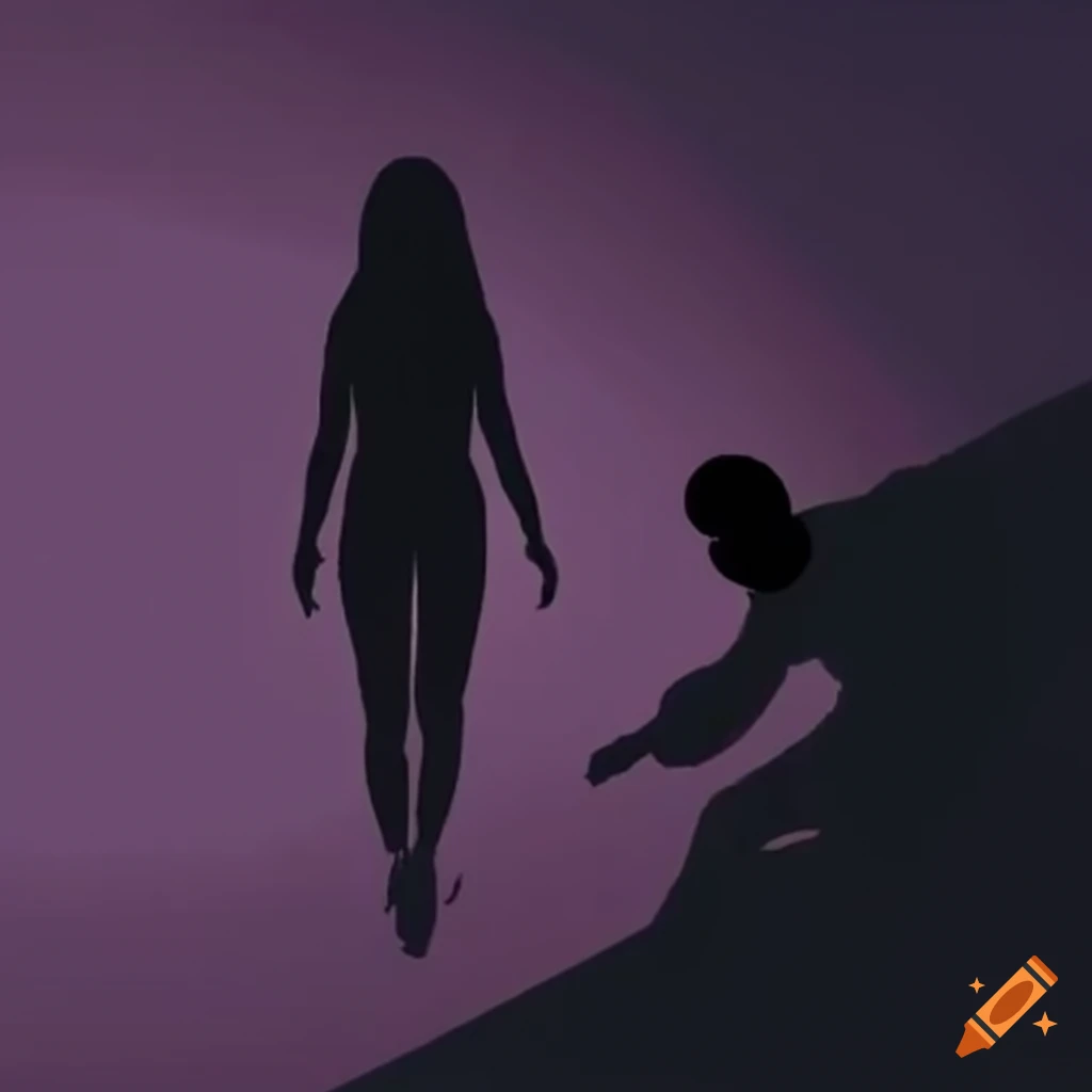 silhouette of a man and a woman in space