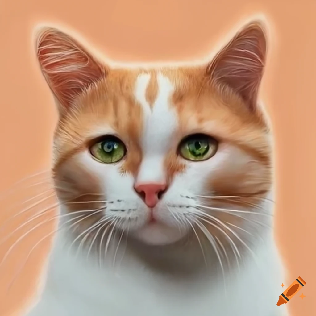 hyperrealistic color pencil drawing of a cute cat