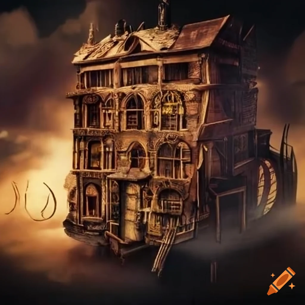 Steampunk house made of books