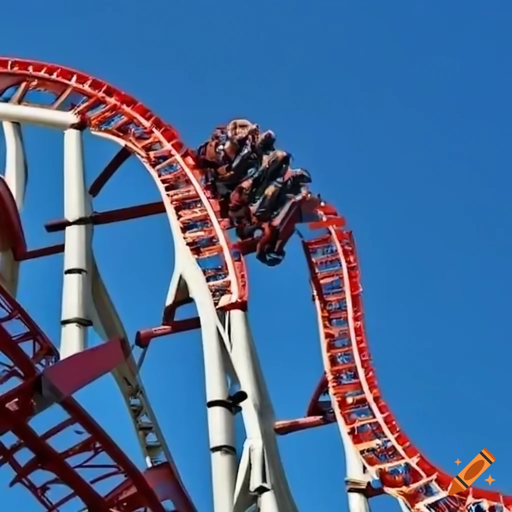 Roller coasters in an amusement park on Craiyon