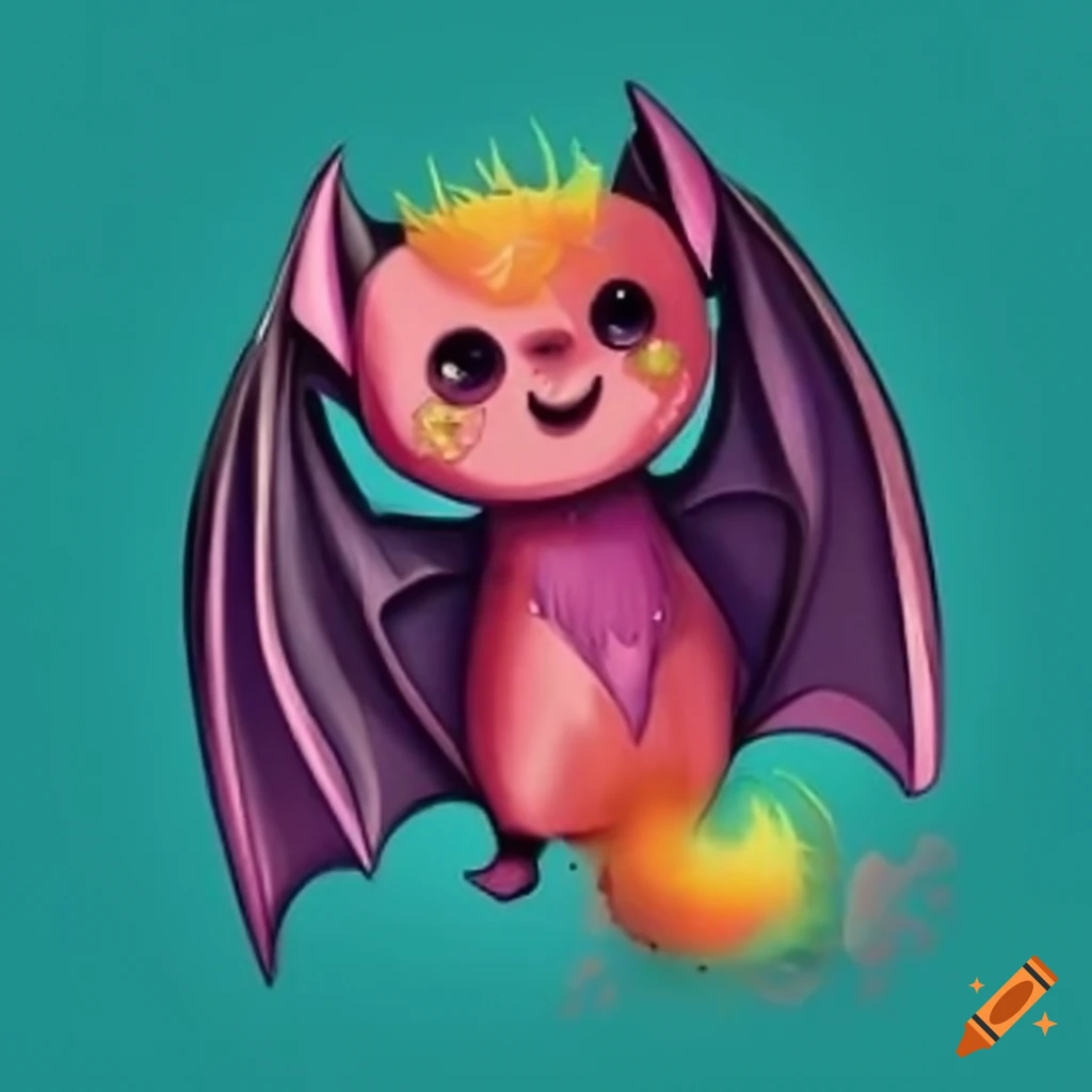 Cute bat with a joyful expression on Craiyon