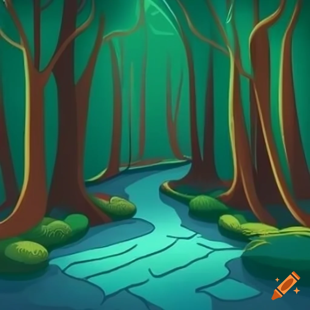 colorful cartoon forest pathway