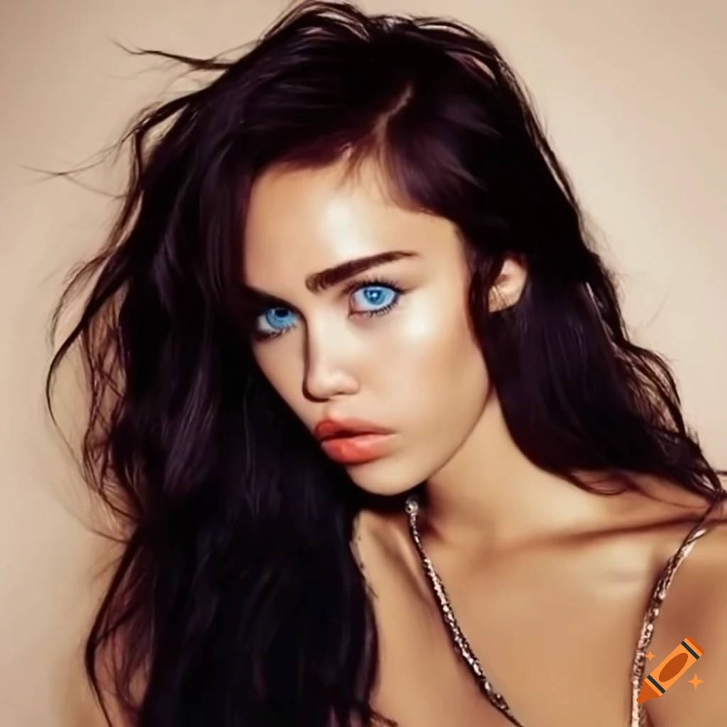 Beautiful woman, black haired, medium skin tone, blue eyes on Craiyon
