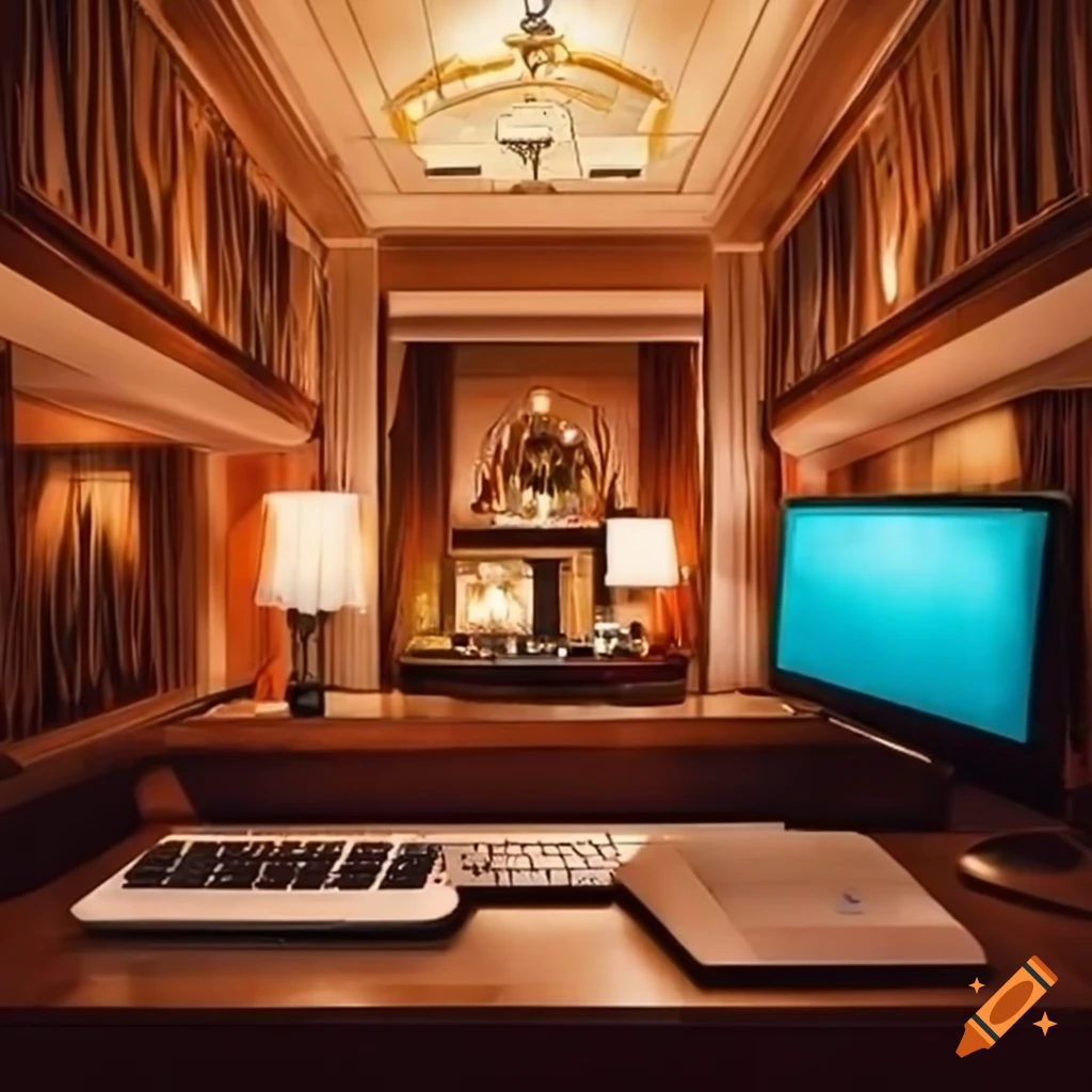 luxurious hotel room at Disneyland with a modern computer desk