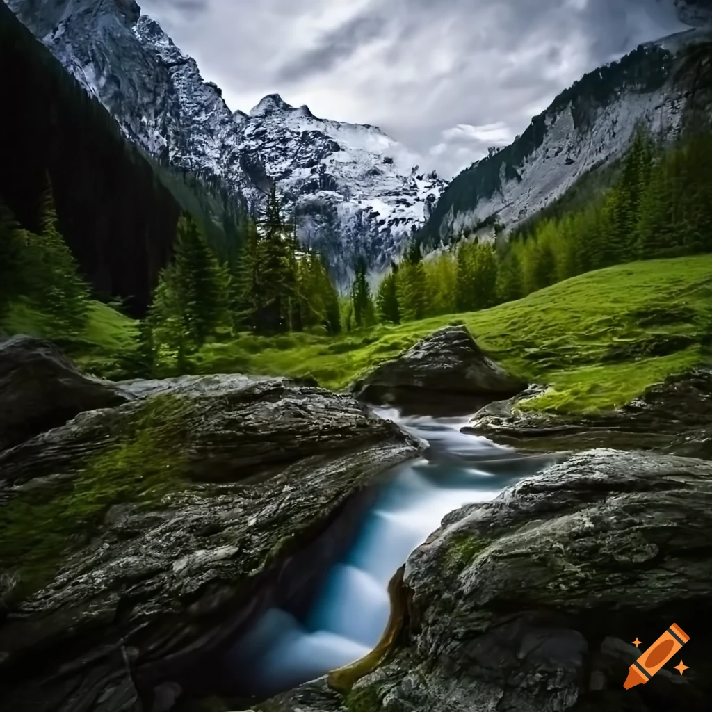 Картина леса и гор