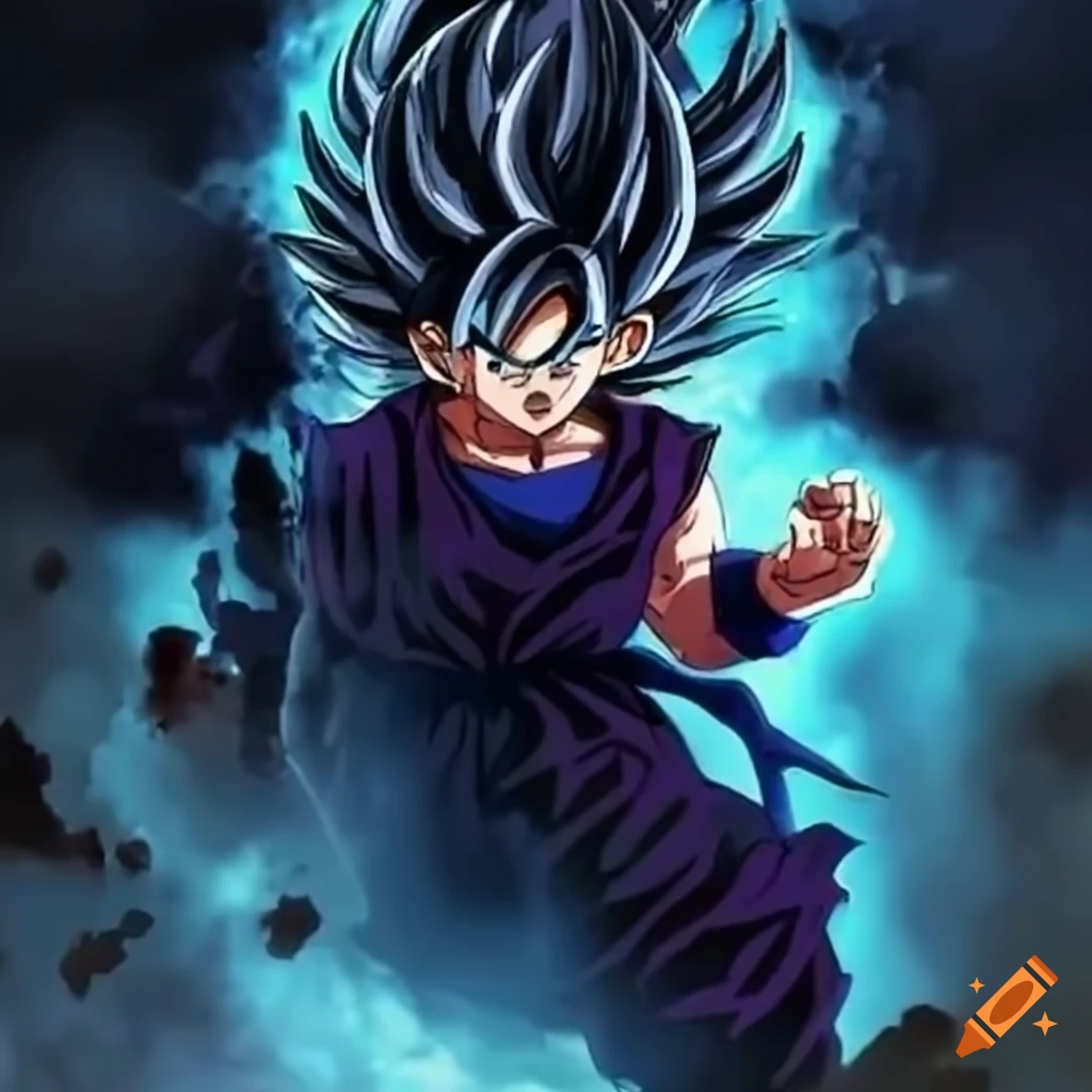 Goku Anime Boy Dark Art Black Background 4K HD Dragon Ball