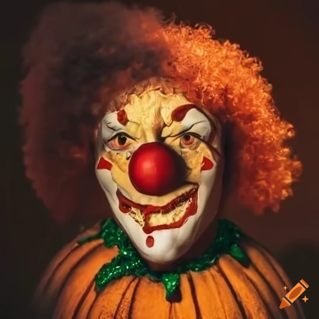 clown with a pumpkin head