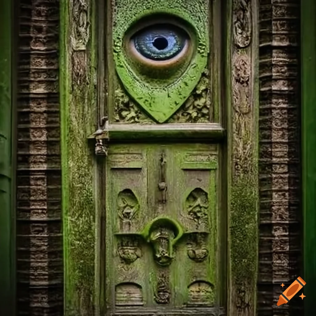 engraved ancient doors with the all-seeing eye