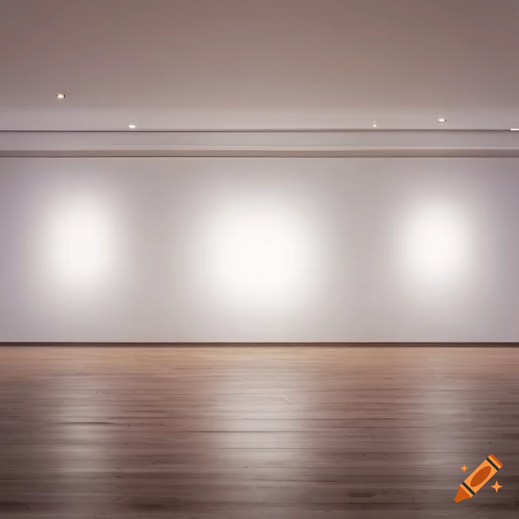 illuminated white gallery room with focused ceiling
