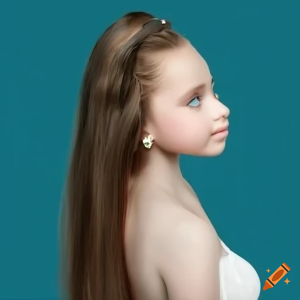 Portrait of a young girl with blue eyes and earrings on Craiyon