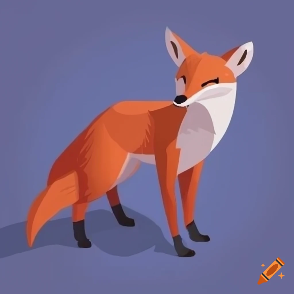 isometric illustration of a fox